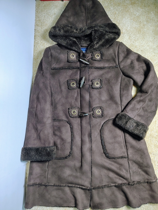Rothschild Other - Rothschild Brown Hooded Faux-Shearling Toggle Coat